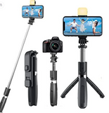R1S Extendable Flash 3-in-1 Selfie Stick Tripod with Bluetooth Remote